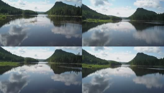 夏季北方自然森林和湖泊鸟瞰图高清在线视频素材下载