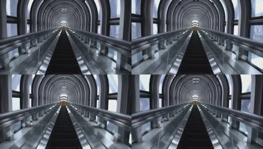 未来隧道自动扶梯，日本高清在线视频素材下载