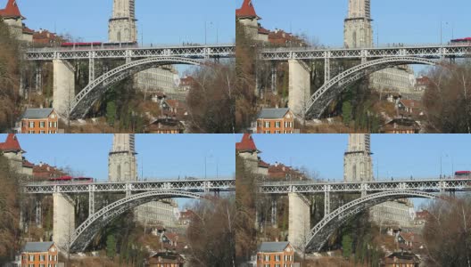 伯尔尼大桥上的交通状况高清在线视频素材下载