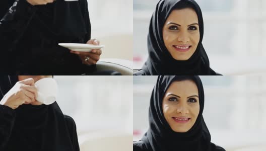 肖像国际阿联酋商务女性穿着民族服装高清在线视频素材下载