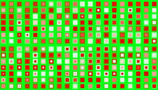 闪烁的彩色方块在绿色屏幕上极简的概念高清在线视频素材下载