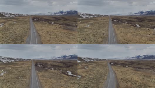 爱达荷州Lone Pine附近山间直路上的汽车-无人机拍摄高清在线视频素材下载