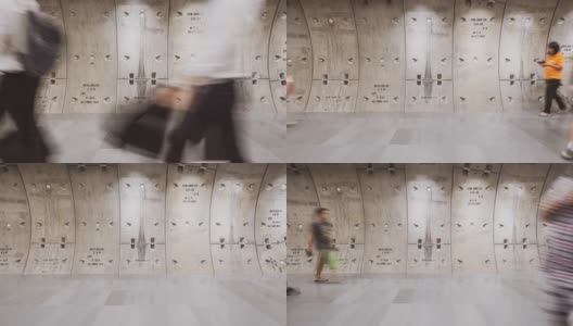时光流逝，一群无名的人在地铁交汇处行走高清在线视频素材下载