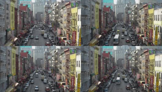 曼哈顿桥上唐人街的高视角高清在线视频素材下载