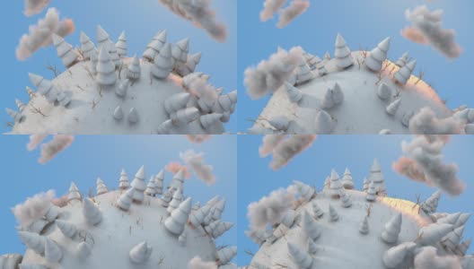 冬季微型星球3D渲染无缝循环动画高清在线视频素材下载