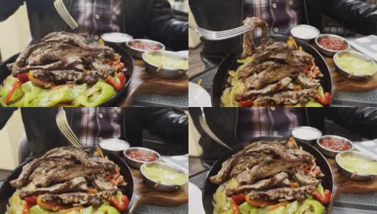 一盘墨西哥肉食品法希塔高清在线视频素材下载
