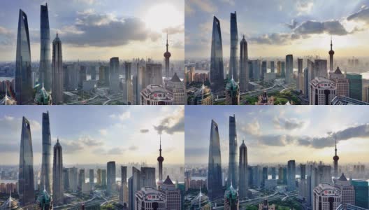 4K:上海陆家嘴全景，从日出到日落，中国高清在线视频素材下载