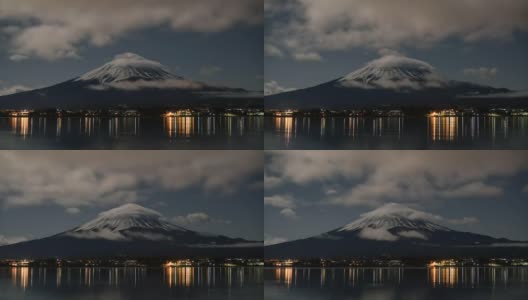 富士山夜景，时光流逝高清在线视频素材下载