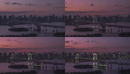 4k time elapes:日落时东京彩虹桥高清在线视频素材下载