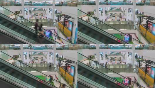 商场自动扶梯的时间流逝高清在线视频素材下载
