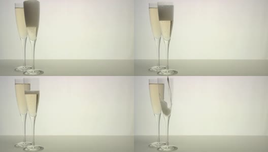 香槟:空杯子被装满高清在线视频素材下载