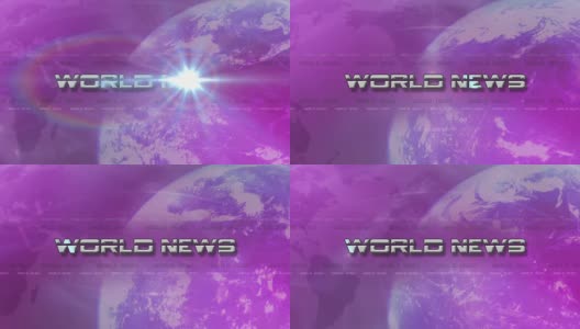 世界新闻Sting的高分辨率缓冲动画。镜头光晕显示文本，与光球旋转-粉色/紫色高清在线视频素材下载