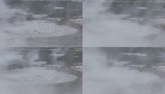 在新西兰罗托鲁阿沸腾的泥浆池的慢镜头高清在线视频素材下载