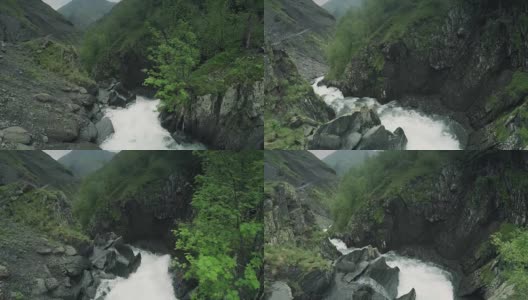 高加索山脉河流高加索美丽自然格鲁吉亚动物水墙无人机全高清高清在线视频素材下载