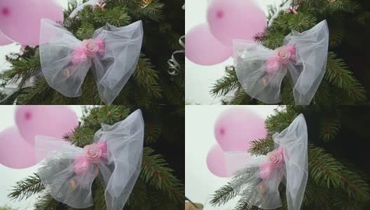 婚礼拱门与鲜花。婚礼装饰高清在线视频素材下载