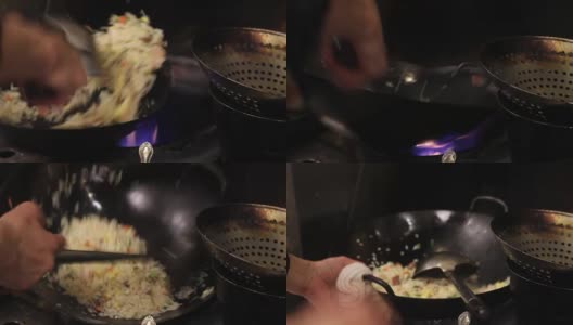 炒饭灶台厨师高清在线视频素材下载