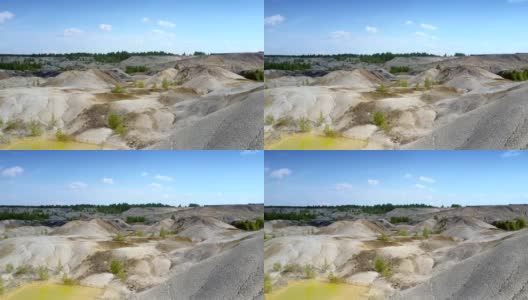 废弃的采石场与黄色池塘的上部观景空间高清在线视频素材下载
