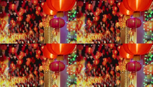 在中国小镇地区的中国新年灯笼。高清在线视频素材下载