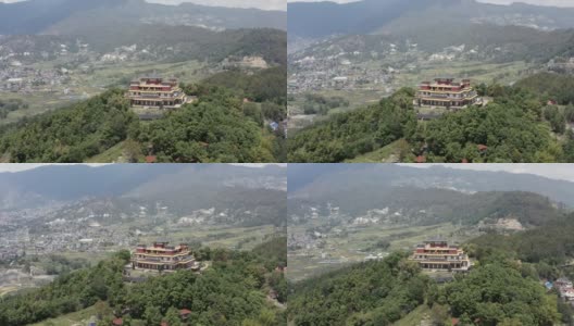尼泊尔,加德满都。Kopan修道院。航拍镜头高清在线视频素材下载