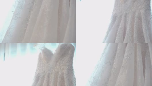 婚礼当天，婚纱就挂在窗户上高清在线视频素材下载