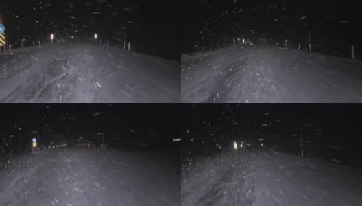 在雪夜的路上开车高清在线视频素材下载