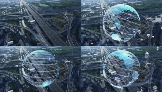 智慧城市的全球互联和交通现代化高清在线视频素材下载