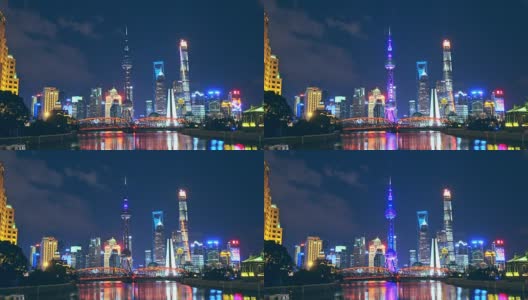 上海浦东之夜上海，浦东是中国最繁华的金融区，中国。高清在线视频素材下载