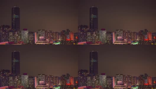 夜间照明深圳城市景观屋顶全景4k时间间隔中国高清在线视频素材下载