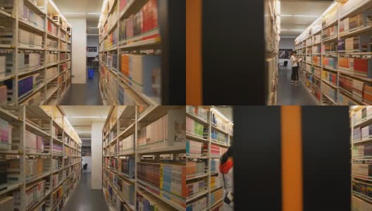 广州市立图书馆阅览厅书架慢行观高清在线视频素材下载
