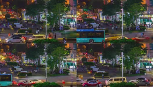 夜间时间深圳城市交通拥挤中心街道全景4k时间流逝中国高清在线视频素材下载