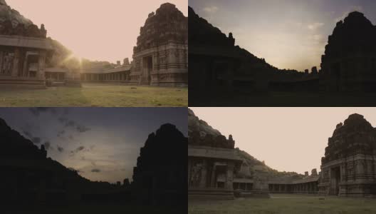 寺庙废墟的日落时间。高清在线视频素材下载