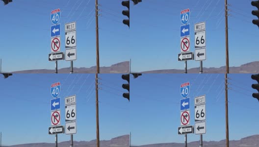 66号公路上的亚利桑那州十字路口标志高清在线视频素材下载