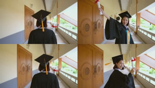 黑人毕业生在大学毕业典礼上穿黑色西装。高清在线视频素材下载