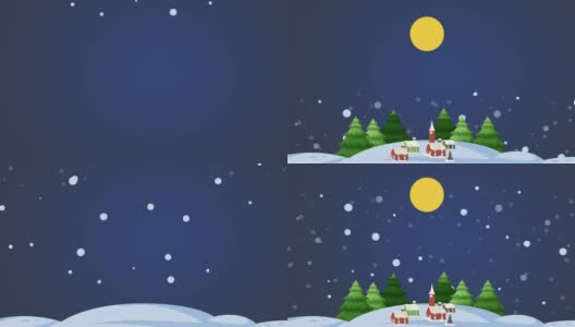 圣诞树的背景，用礼盒和圣诞老人的快乐和小鹿装饰的圣诞树，动画抽象的圣诞礼物问候明信片。高清在线视频素材下载