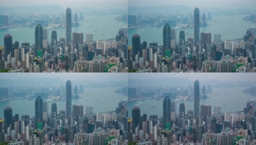 香港城市天际线与香港城市地标建筑时光流逝高清在线视频素材下载
