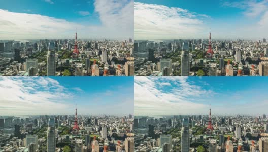 时间流逝-东京天际线的高架视图高清在线视频素材下载