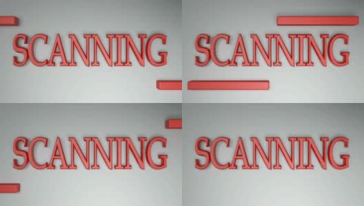 扫描在白色闪亮的背景红色字母- 3D渲染视频剪辑高清在线视频素材下载