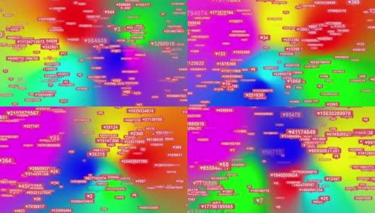 社交媒体的3D渲染动画喜欢和追随者红色计数器下降，快速增加和移动在黑色背景与阿尔法哑光。前视图、循环高清在线视频素材下载