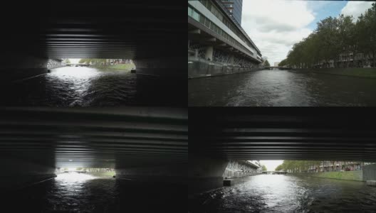 阿姆斯特丹运河桥下高清在线视频素材下载