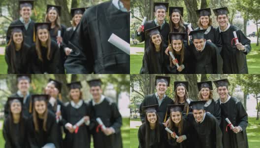 毕业日一群研究生在拍照高清在线视频素材下载