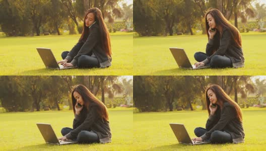 用笔记本电脑工作的女性高清在线视频素材下载