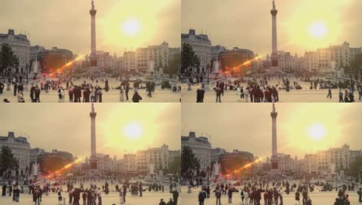 特拉法加广场，伦敦日落。高清高清在线视频素材下载
