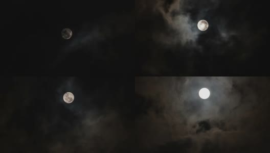 满月穿过云层。高清在线视频素材下载