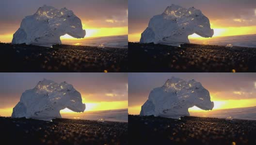 日落时，冰山正在融化高清在线视频素材下载