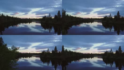 空中自然景观在日落时飞过河流高清在线视频素材下载