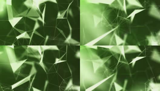 3D渲染绿色抽象背景点和网络未来主义数据网络概念与黑暗和纹理渲染连线高清在线视频素材下载