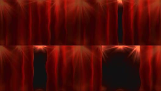红色聚光灯照明耀斑动画在黑暗的背景和打开窗帘，抽象高清在线视频素材下载