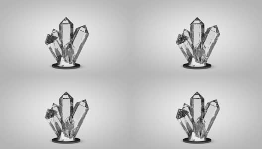逼真的3D钻石水晶石头旋转在白色的背景。计算机渲染动画无缝循环。高清在线视频素材下载