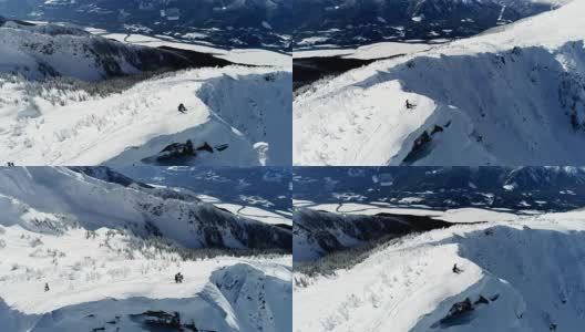 滑雪者站在雪山上4k高清在线视频素材下载