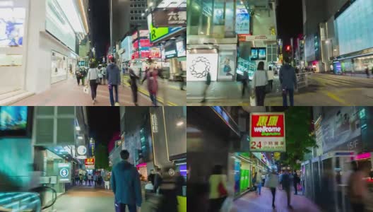 中国夜光香港步行街景全景4k时间推移高清在线视频素材下载